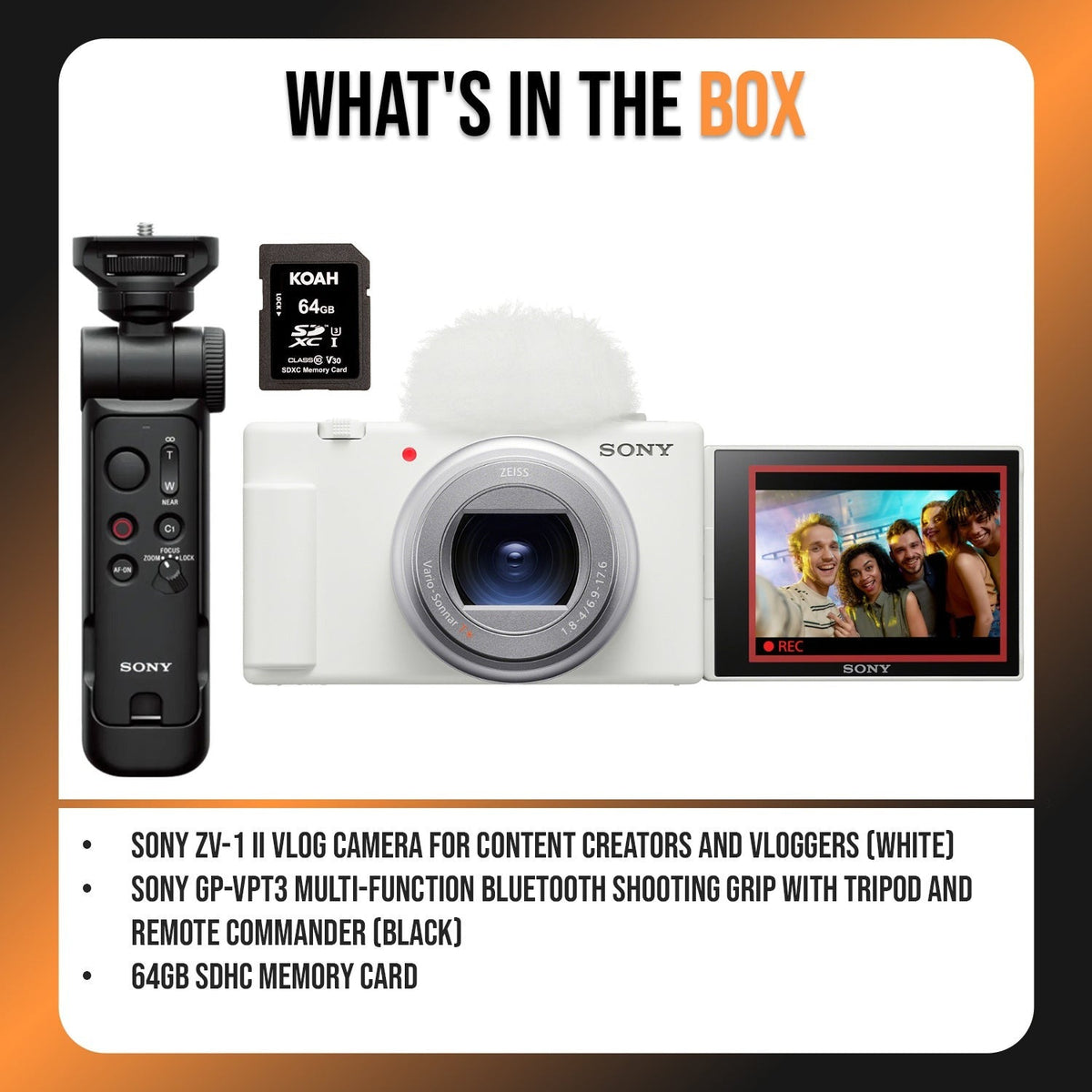 Sony ZV-1 II Vlog Camera for Content Creators and Vloggers (White) with Vlogger Accessory Kit Bundle