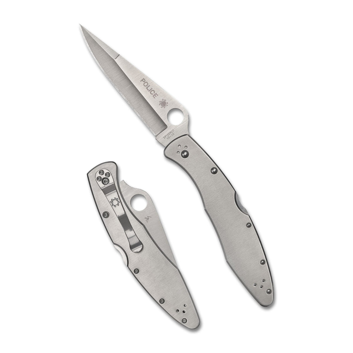 Spyderco Plain Edge Police Model Folding Knife with VG-10 Steel and Back Lock