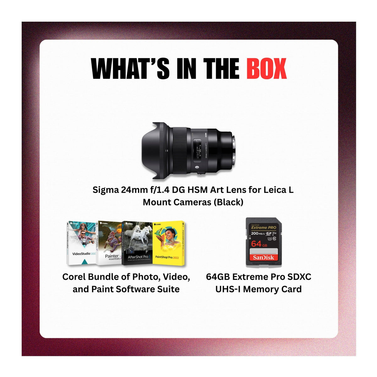 Sigma 24mm f/1.4 DG HSM Art Lens for Leica L Mount Cameras (Black) Bundle