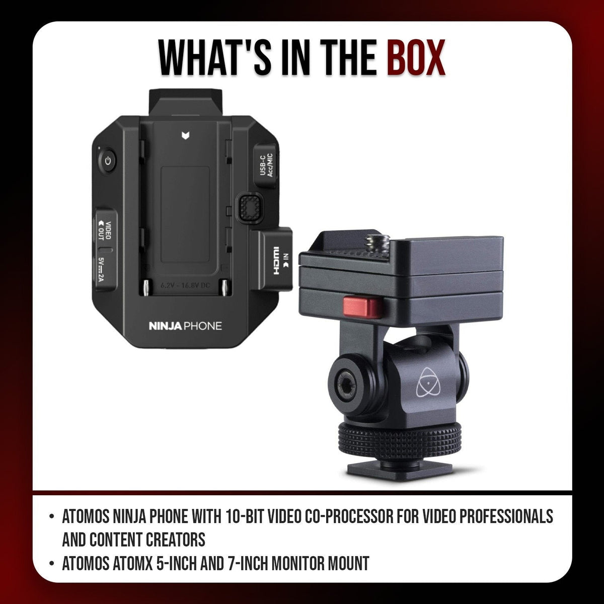Atomos Ninja 10-Bit Video Co-Processor Phone for Video Professionals with AtomX Monitor Mount Bundle