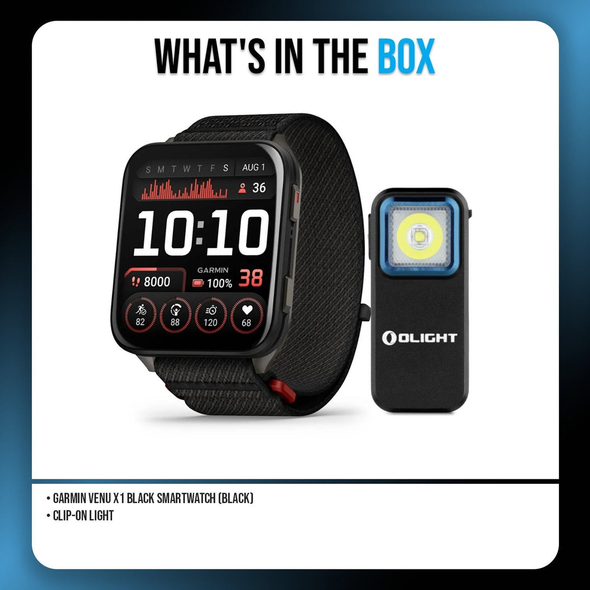 Garmin Venu X1 with Slate Titanium Caseback and ComfortFit Band (Black) Bundle