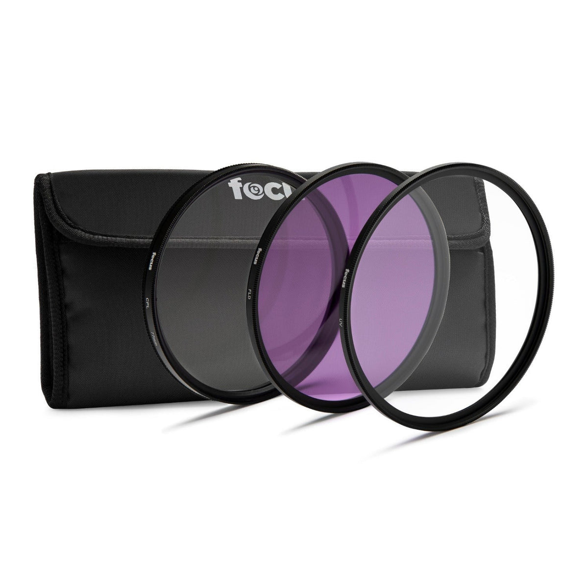 Focus Camera 46mm 3-Piece UV, CPL, FLD Lens Filter Kit