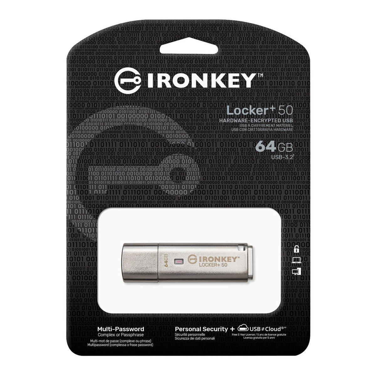 Kingston IronKey Locker+ 50 64GB USB 3.2 Gen 1 Flash Drive