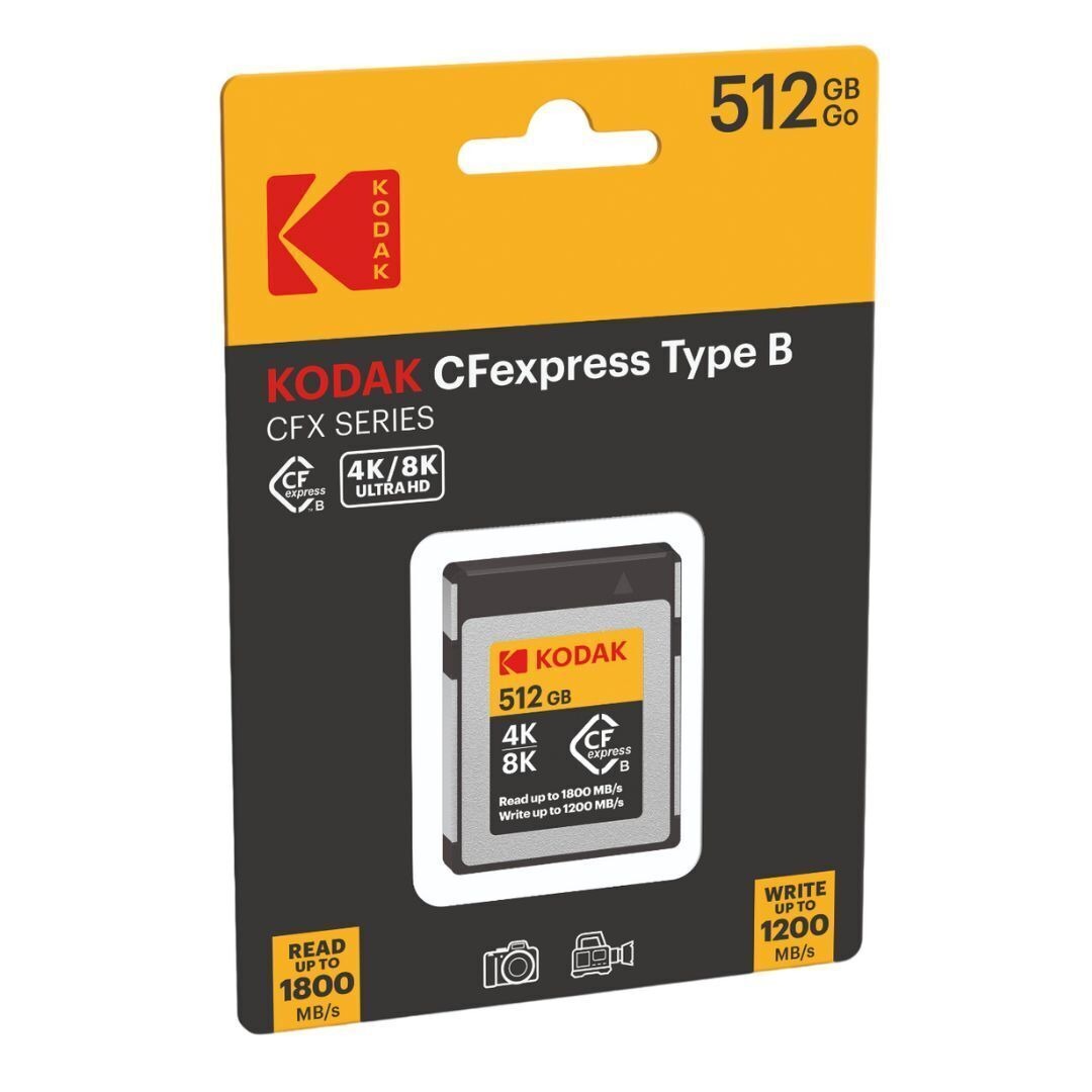 Kodak CFexpress Type B 512GB Memory Card with 1800MBps Read and 1200MBps Write (EKMCFX512GK)