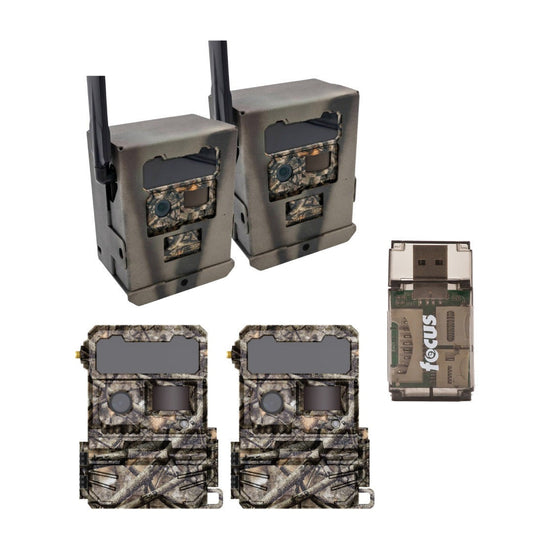 Yellowstone Y2 Cellular Trail Camera (2 Pack) with Security Box and Card Reader