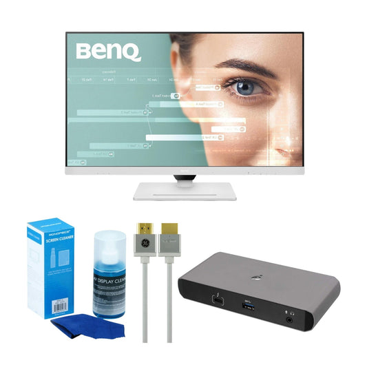 BenQ GW3290QT 31.5 Inch 2K QHD USB-C Ergonomic Monitor (White) Bundle