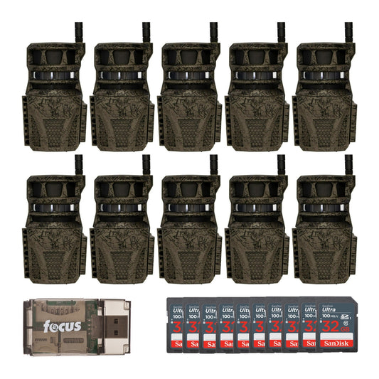 Wildgame Innovations Orbit 360-Degree 36MP Trail Camera (10-Pack) with Memory Card (10-Pack) Bundle