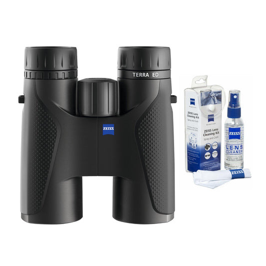 Zeiss 10x42 Terra ED Binoculars (Black) and Zeiss Cleaning Kit Bundle