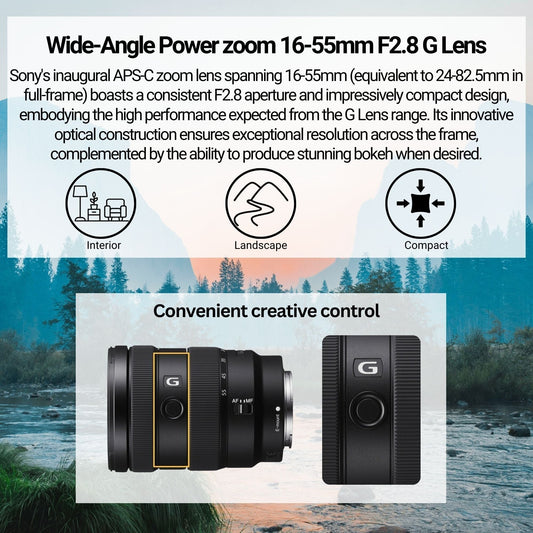 Sony E 16-55mm F2.8 G APS-C Wide-angle Zoom G Lens with 64GB Memory Card, Editing Software Bundle