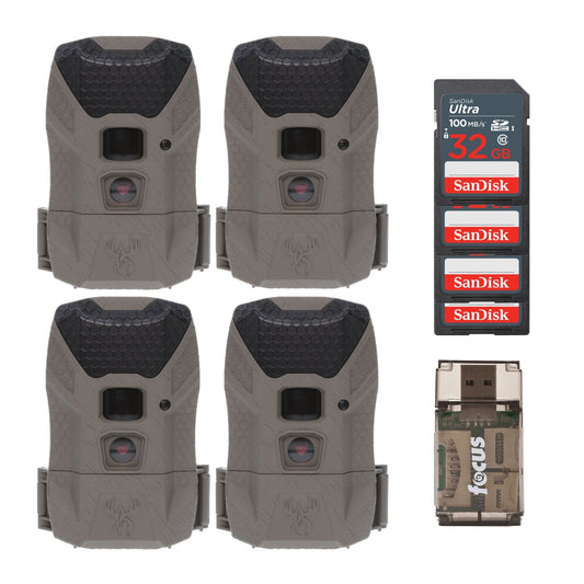 Wildgame Innovations Wraith 2.0 Lightsout Trail Camera with 40 Infrared LEDs (4-Pack) Bundle