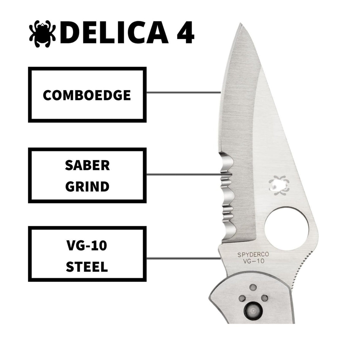 Spyderco Delica 4 Signature Knife with 2.95 Inch VG-10 Steel Blade and Stainless Steel Handle