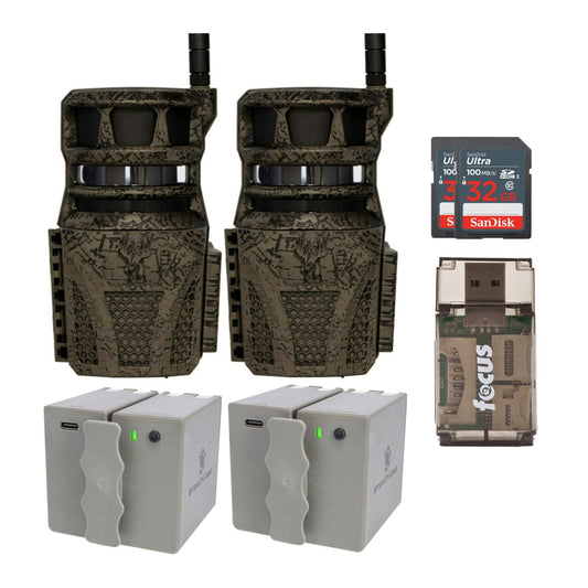 Wildgame Innovations Orbit 360-Degree 36MP Trail Camera (2-Pack) with 2 x 5400mAh Battery Bundle