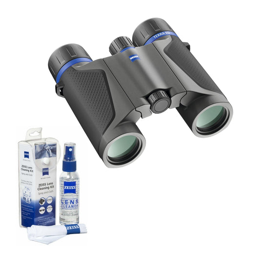 Zeiss Terra ED 10x25 Pocket Binoculars (Black) Bundle with Lens Care Kit