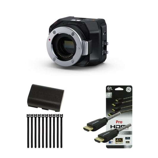 Blackmagic Design Micro Studio Camera 4K G2 Bundle with battery, 6' 4K HDMI cable, and cable ties