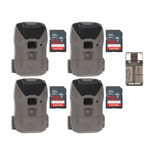 Wildgame Innovations Wraith 2.0 Trail Camera (4-Pack) with 4 x 32GB Ultra SDHC Memory Card Bundle