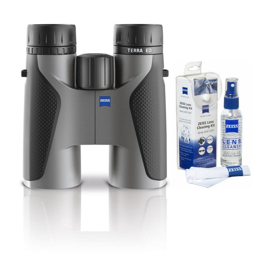 ZEISS 8x42 Terra ED Binoculars (Gray) - Compact and Lightweight Design with Cleaning Kit
