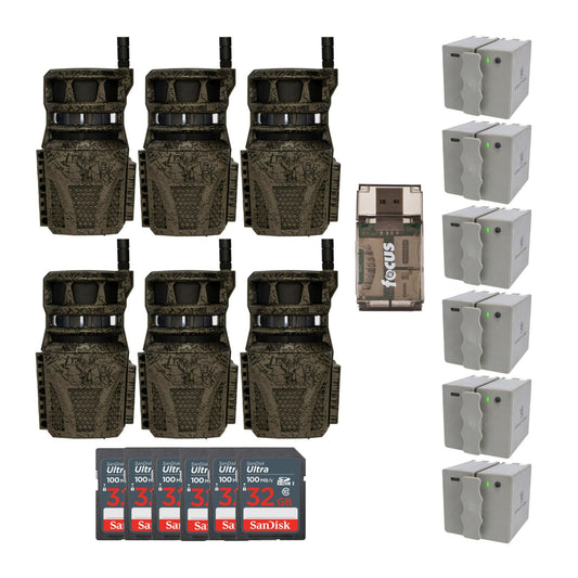 Wildgame Innovations Orbit 360-Degree 36MP Trail Camera (6-Pack) with 6 x 5400mAh Battery Bundle