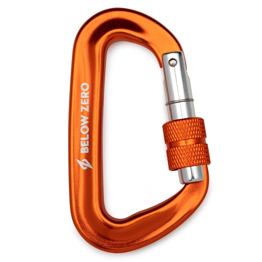 BELOW ZERO 12kN Heavy Duty Carabiner with Locking Clip (Orange)