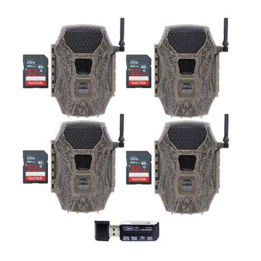 Wildgame Innovations Terra Cell 16MP Cellular Trail Camera (4-Pack) with 4x Memory Card Bundle