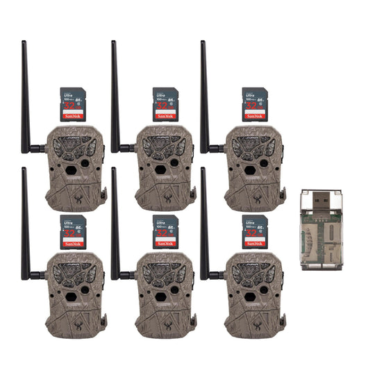 Wildgame Innovations Encounter 20MP Cellular Trail Camera with QR Code Setup (Brown, 6-Pack) Bundle