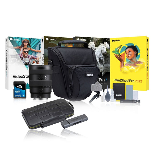 Sony E 16-55mm F2.8 G APS-C Wide-angle Zoom G Lens with 64GB Memory Card, Editing Software Bundle
