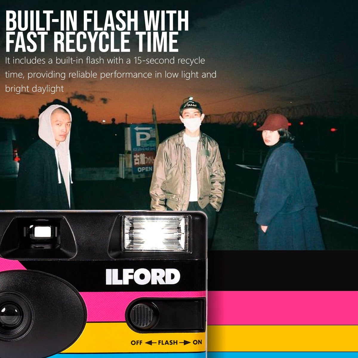 Ilford Ilfocolor Rapid Retro Single Use Camera with 31mm Optical Lens (Black, 5-Pack) Bundle