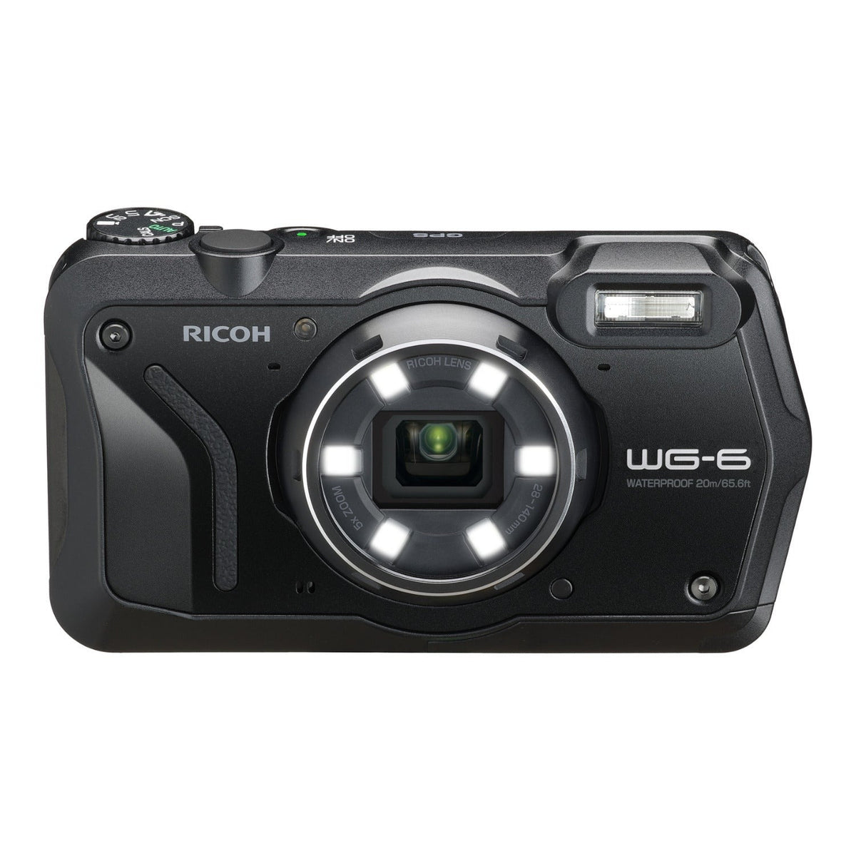 Ricoh WG-6 Digital Camera (Black) with Gadget Bag with Cleaning Kit and 64GB Memory Card