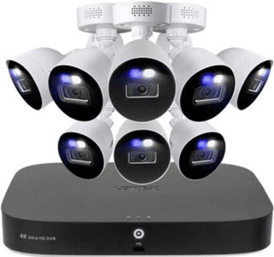 Lorex 4K 20 Camera Capable 16 Wired and 4 Fusion Wi-Fi 2TB Wired DVR System with 8 Cameras