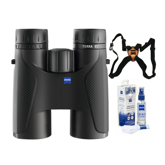 Zeiss 10x42 Terra ED Binoculars w/ Zeiss Harness & Cleaning Kit Bundle