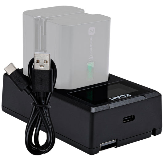 Koah Dual USB-C Charger with LCD Display for Sony NP-FZ100 Battery